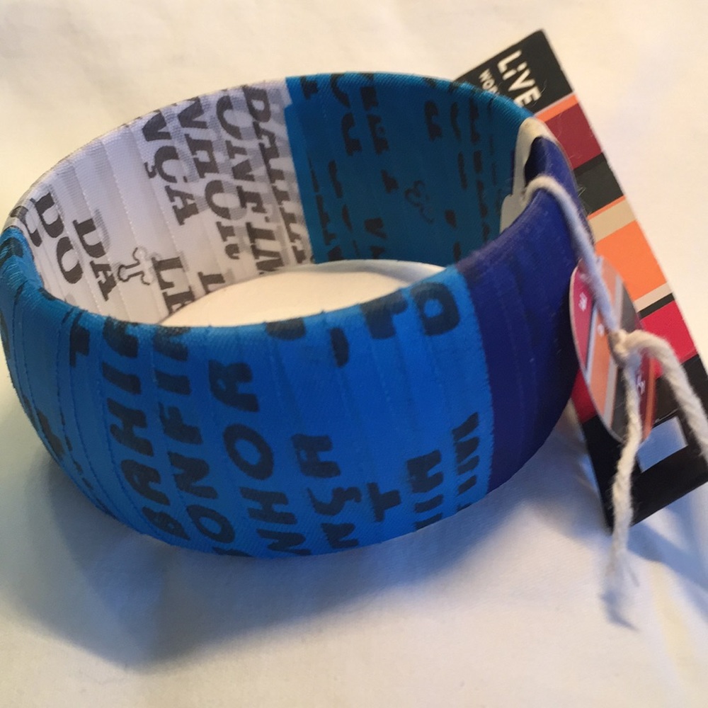 BLUE/WHITE Brazilian-Eco Bangle Bracelet LARGE